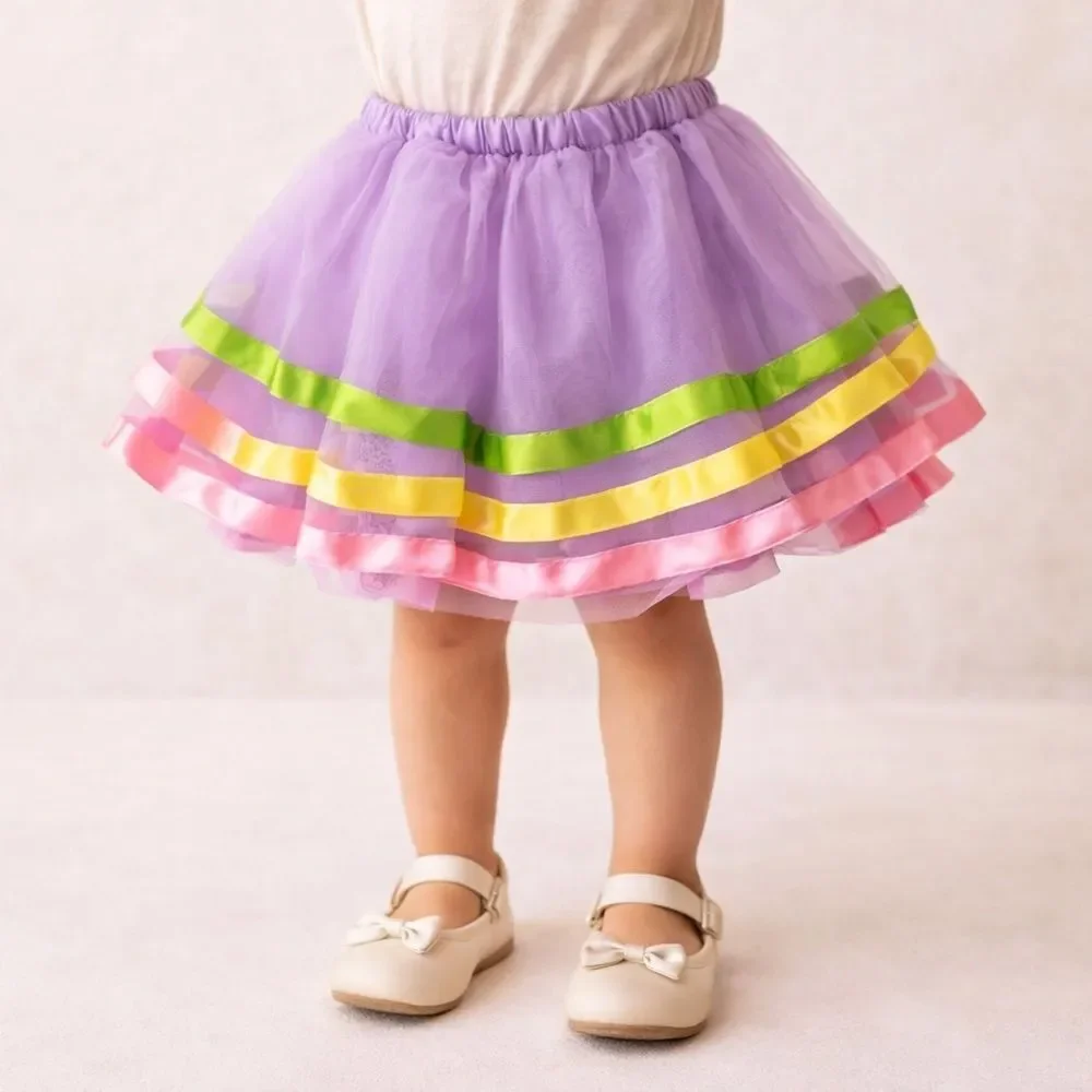 Gymboree Toddler 2T Purple Rainbow Tulle Tutu Skirt Party Easter Twirl